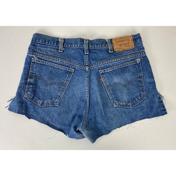VTG 90s Women Levi's 517 USA Orange Tab cut-off denim jean shorts jorts, 36 - Picture 1 of 5